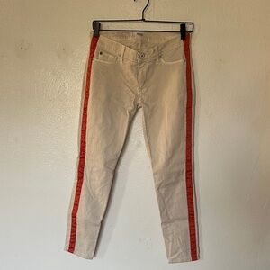 Hudson Jeans Beige Pants with Red Stripe
